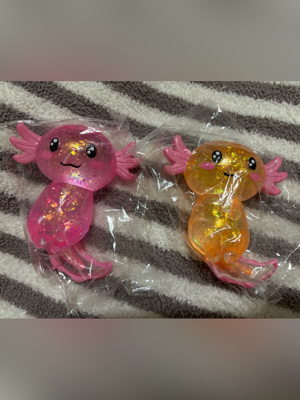 NWT 2 Very Cute Sparkly Axolotl Squishy Toys Duo